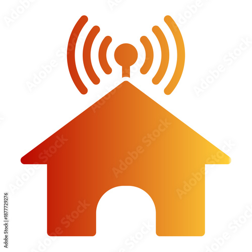Real Estate Buildings Wifi House Icon from Network and Database Icon Collection (Glyph Gradient style)