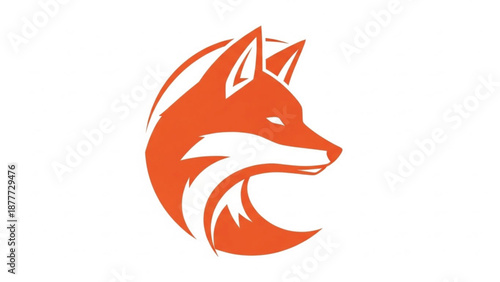 Stylized vector illustration of a fox head formed with smooth curved shapes in vibrant orange color. Clean modern design symbolizes intelligence, agility, speed, and creativity. 