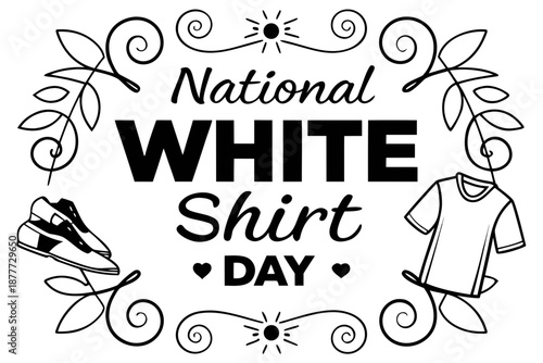 National White Shirt Day Vector Illustration, Classic White Clothing and Fashion Concept Graphic