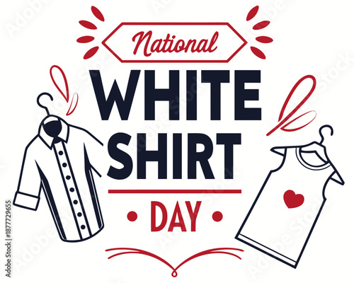 White Shirt Day Vector Illustration, Minimal Fashion Style and Clean Outfit Design