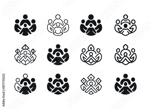 Indigenous Heritage Icons. Cultural heritage tours and indigenous experiences. Icon set. Set Logo of cultural heritage tours and indigenous experiences: guided