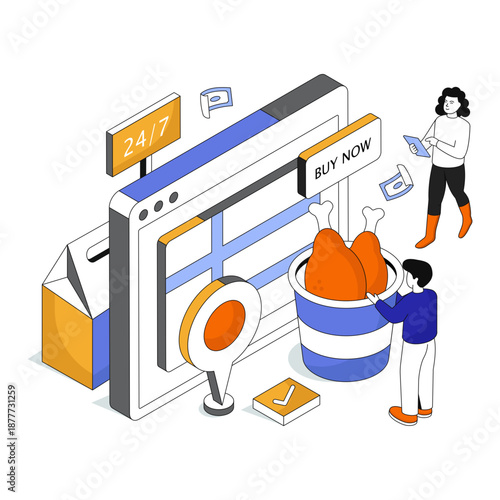 Food delivery location illustration isolated on white background 