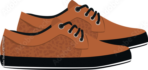 Orange Sneakers Made of Canvas With Black Shoelaces Vector Design
