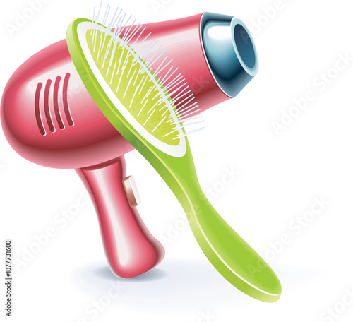 Pink Hair Dryer Brush Vector Design