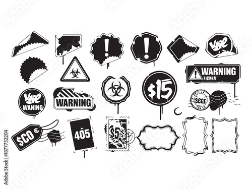 Graffiti Stickers & Labels – Urban Spray Paint Icon Set