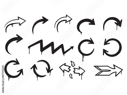 Graffiti Arrow Icons – Spray Paint Direction Street Art Vector