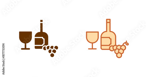 Wine Glass and Grapes Icon Design