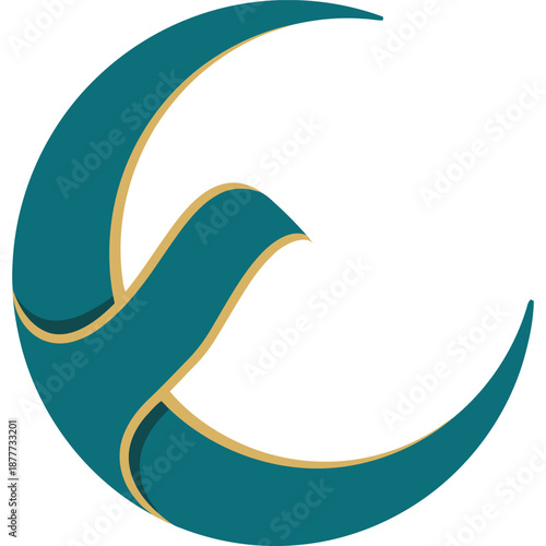 Modern Elegant Abstract Wave Logo Design with Smooth Flowing Lines in Teal and Gold for Branding and Corporate Identity