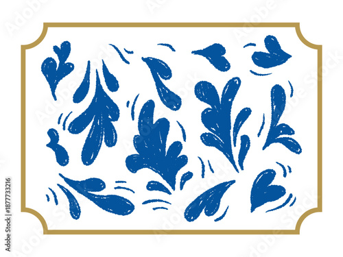 hand drawn abstract bundle leaf shape nature element ceramic elemenet illustrations