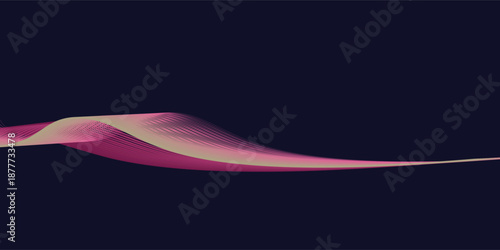 Abstract glowing wave lines on dark blue background. Dynamic wave pattern. Modern flowing wavy lines. Futuristic technology concept. Suit for banner, poster, cover, brochure, flyer, website