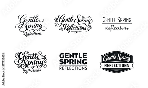 Spring Lettering Variations. Gentle Spring Reflections. Set lettering. harmonious lettering variations of the same emblematic concept, each with different