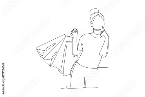 Dia do consumidor concept one-line drawing