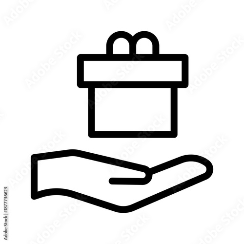 Elegant hand gift box icon set for presents, celebrations, charity, and festive UI design