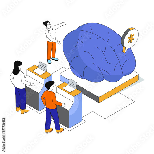 Modern design illustration of brain diagnosis isolated on white background 