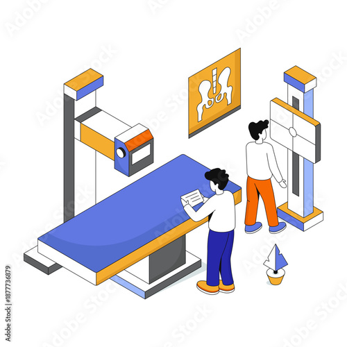 Editable design illustration of x ray scanner 