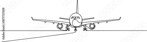 Airplane on the runway ready for takeoff