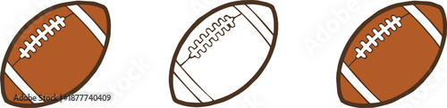 football pattern four stylized football illustrations in line