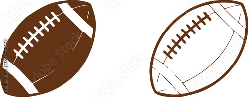 football graphic comparison filled and outlined design elements