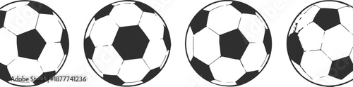 soccer ball geometric panel variations pentagon hexagon vector art