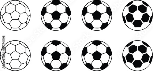 soccer ball collection eight editable vector icons set