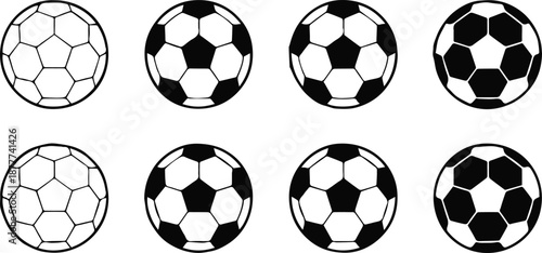soccer ball illustration eight pattern comparison vector set