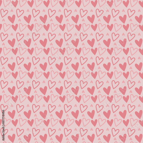 Seamless pattern with hand drawn hearts. Valentines day vector illustration
