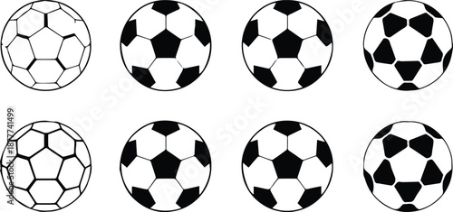 soccer ball vector set eight traditional panel variations