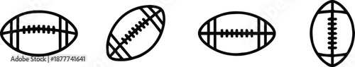 football four variations of football icon laces stitching vector set