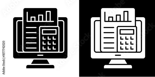 Bookkeeping Icon Set White Glyph Style Collection