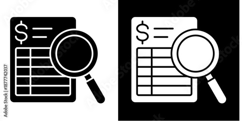 Audit Icon Set White Glyph Style Collection