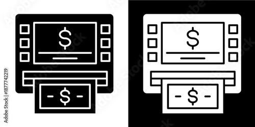 Atm Icon Set White Glyph Style Collection