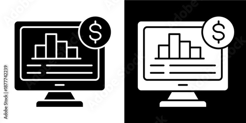 Computer Icon Set White Glyph Style Collection