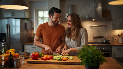 couple cooking with happiness