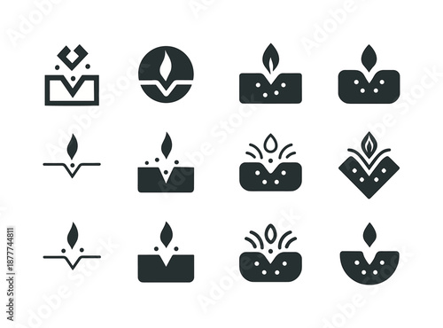 Skin Healing Icons. The function of the skin. Icon set. Set Logo of The function of the skin: wound healing process. harmonious logo variations of the same