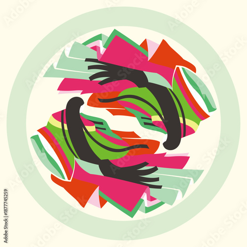 家紋風アイコン　平安貴族の女性　十二単　日本の紋章