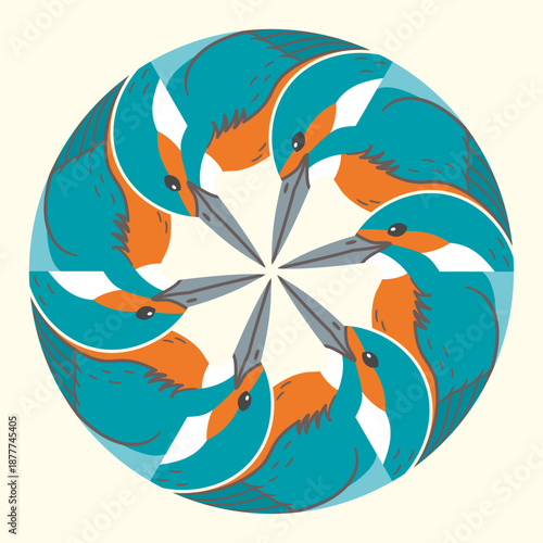 家紋風アイコン　鳥　カワセミ　日本の紋章