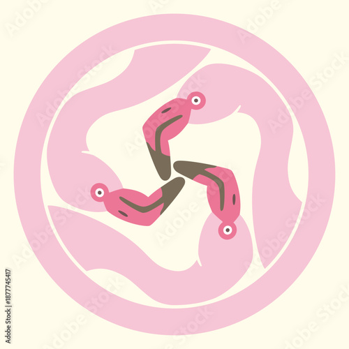 家紋風アイコン　鳥　フラミンゴ　日本の紋章