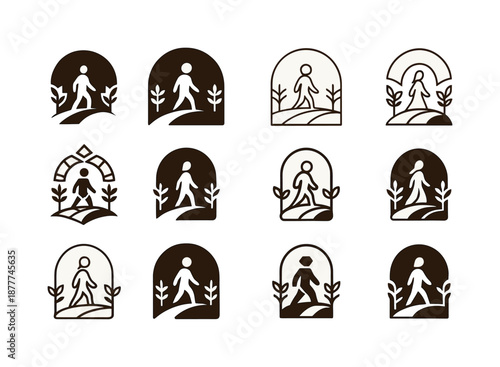 Cultural Heritage Icons. Cultural heritage tours and indigenous experiences. Icon set. Set Logo of cultural heritage tours and indigenous