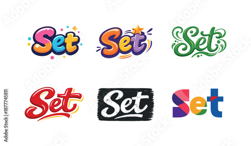 Playful Typography Grid. Playful typography background. Set lettering. harmonious lettering variations of the same emblematic concept, each with different