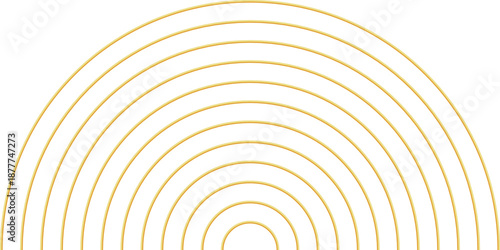 Aesthetic gold spiral. Outline thin gold spiral. Concentric circles. Golden geometric luxury shape. Metallic boho art deco element. Bohemian minimal liner style. Retro vintage art vector illustration.