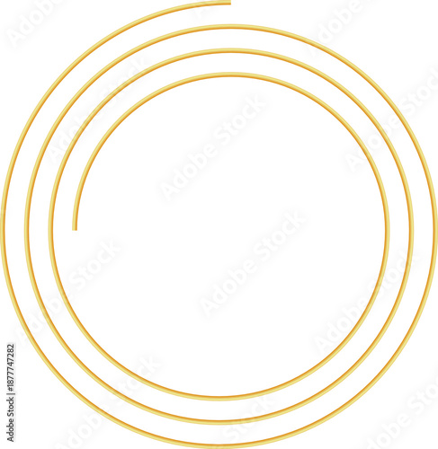 Aesthetic gold spiral. Outline thin gold spiral. Concentric circles. Golden geometric luxury shape. Metallic boho art deco element. Bohemian minimal liner style. Retro vintage art vector illustration.