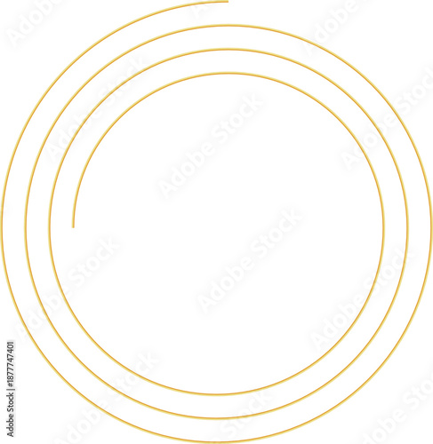 Aesthetic gold spiral. Outline thin gold spiral. Concentric circles. Golden geometric luxury shape. Metallic boho art deco element. Bohemian minimal liner style. Retro vintage art vector illustration.