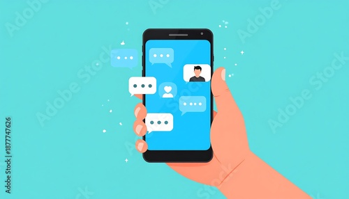 Wallpaper Mural Hand holding a smartphone with messages Torontodigital.ca