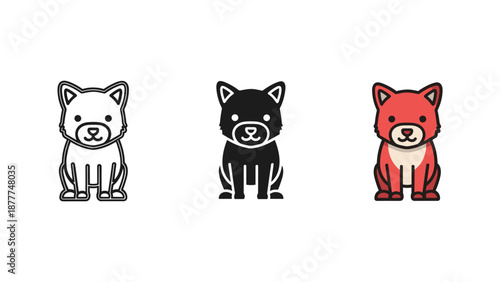 Three Shiba Inu Dogs Vector Illustration
