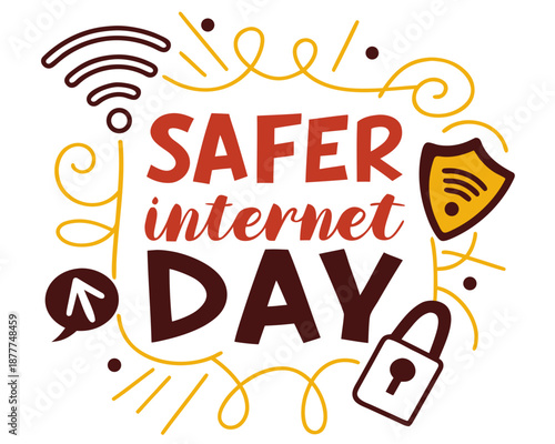 SAFER INTERNET DAY vector illustration isolated on white background