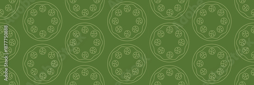 Pizza mosaic seamless pattern, flat line design, pizza ingredients and slices, abstract geometric design of Italian pizzeria