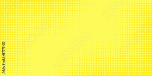 Bright yellow pop art background in retro comic style with halftone dot design,