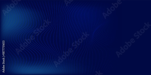 Abstract technology big data digital background. Dot blue wave light screen gradient texture background. 3d wave point fractal grid science futuristic audio visualization.