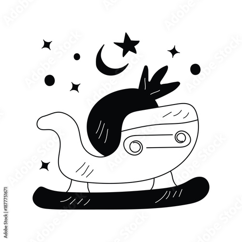 Sled  doodle icon with white background vector stock illustration