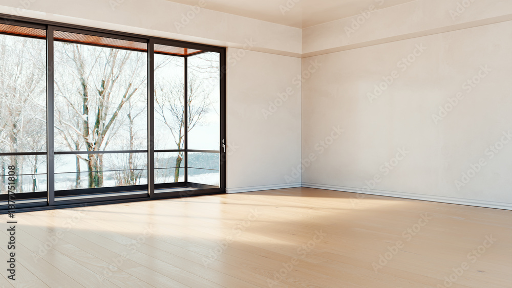 Naklejka premium Large luxury modern bright interiors Living room mockup illustration 3D rendering image